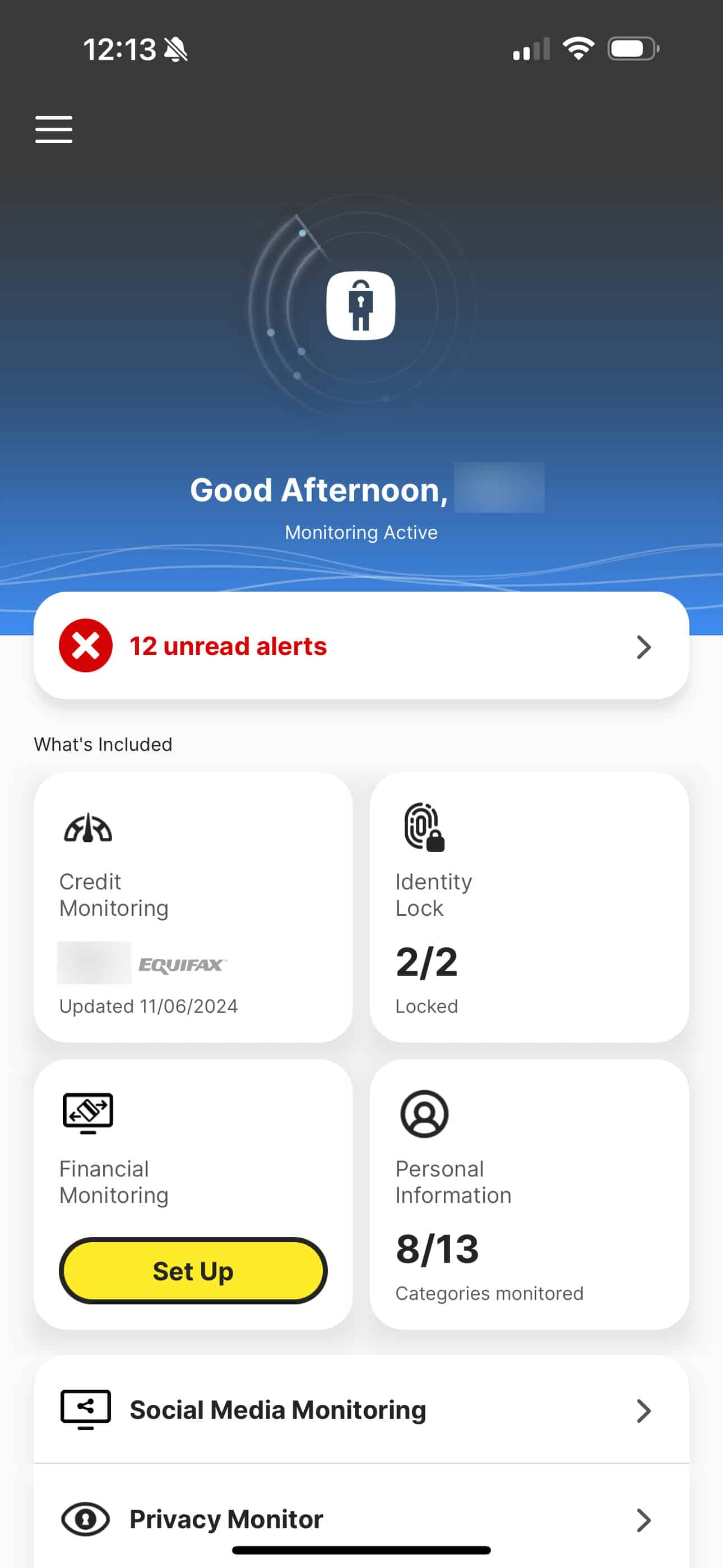Viewing the LifeLock dashboard in our account Viewing the LifeLock dashboard in our account