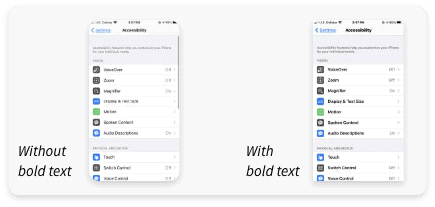 iPhone bold text setting